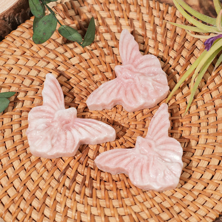 Natural Crystal Carving Pink Opal Butterfly Fairy
