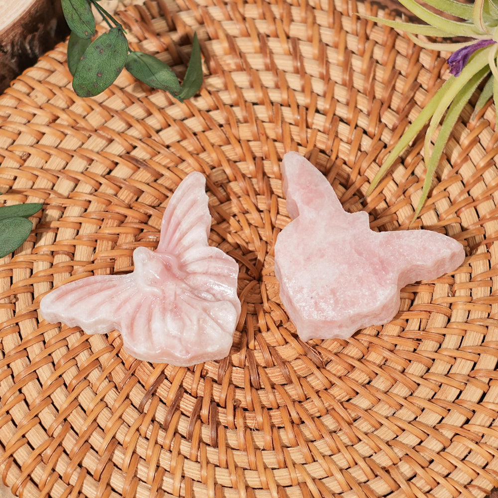Natural Crystal Carving Pink Opal Butterfly Fairy