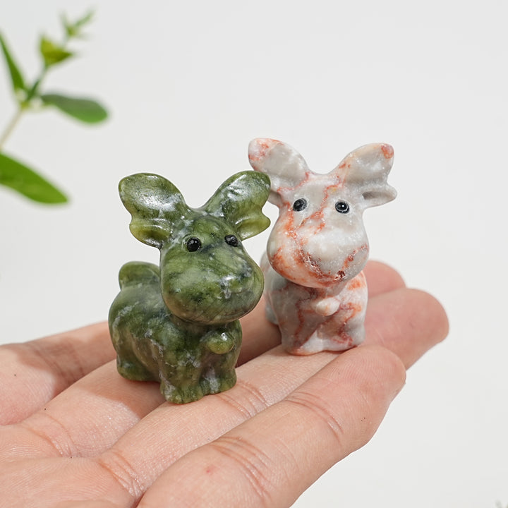 Natural Crystal Carving Cute Small Christmas Deer