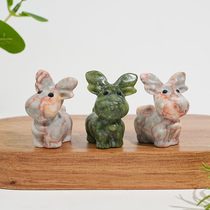 Natural Crystal Carving Cute Small Christmas Deer
