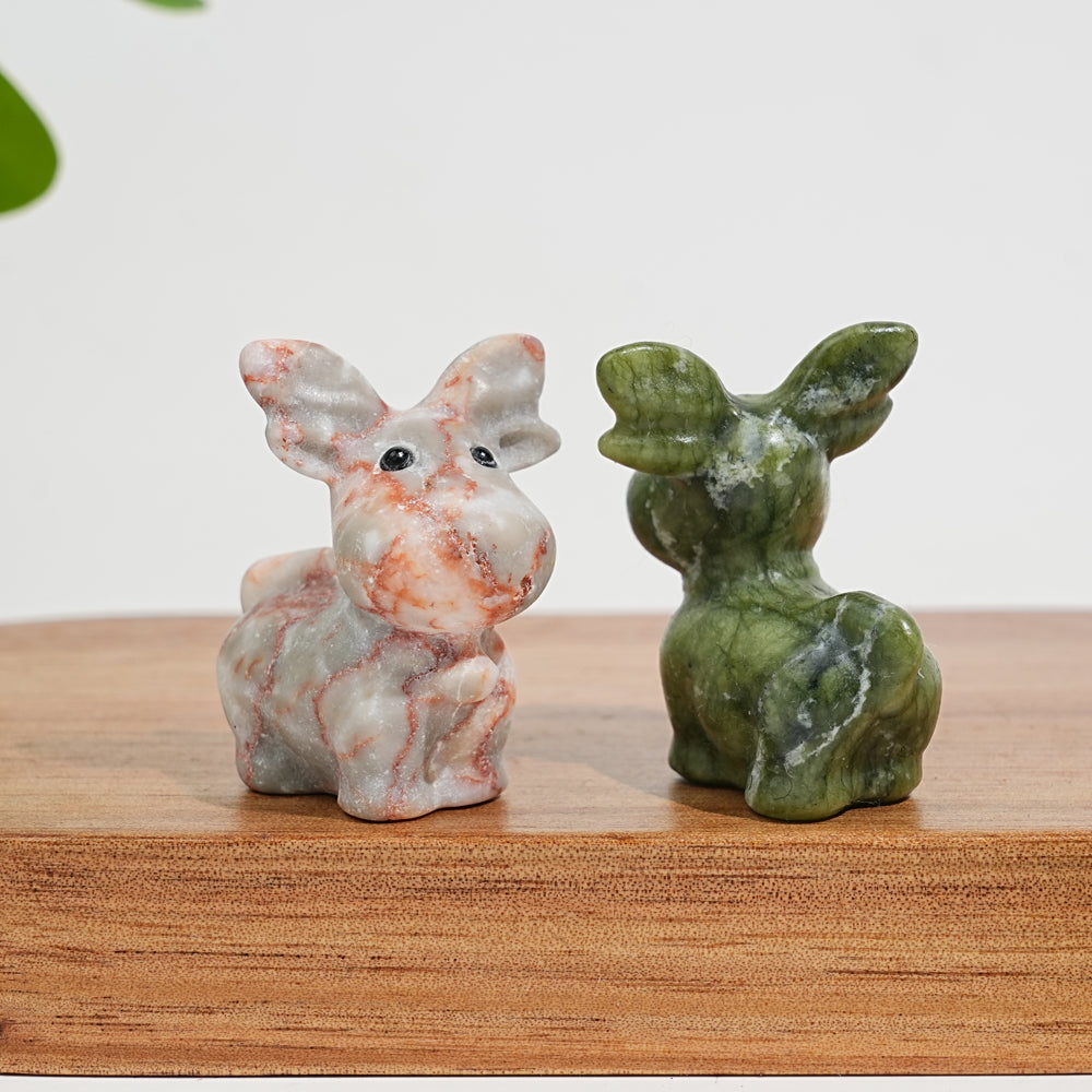 Natural Crystal Carving Cute Small Christmas Deer