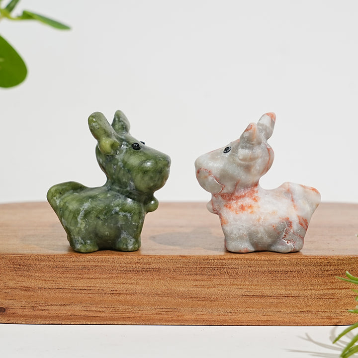 Natural Crystal Carving Cute Small Christmas Deer