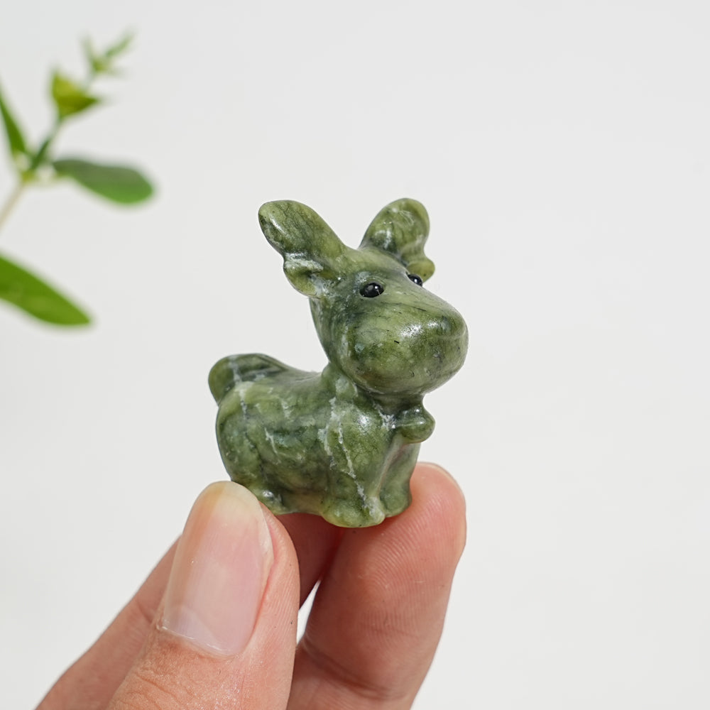 Natural Crystal Carving Cute Small Christmas Deer