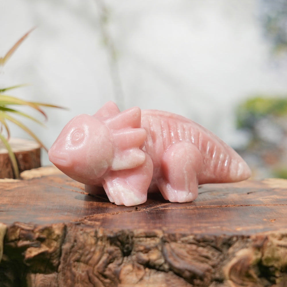 Natural Crystal Carving Pink Opal Salamander