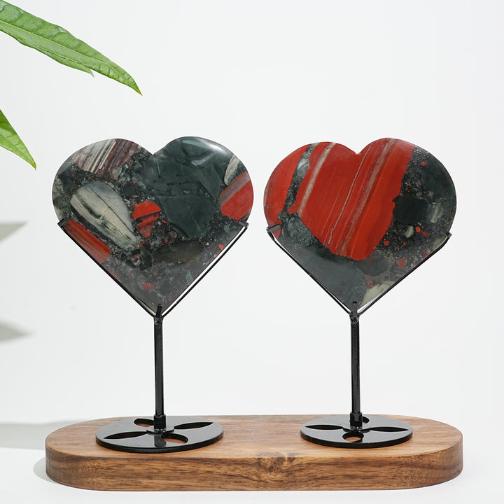 Unique,Natural Crystal African Bloodstone Heart With Stand