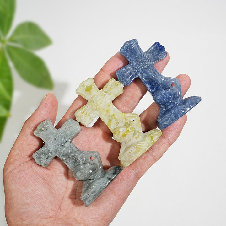 Natural Crystal Carving Skull Cross