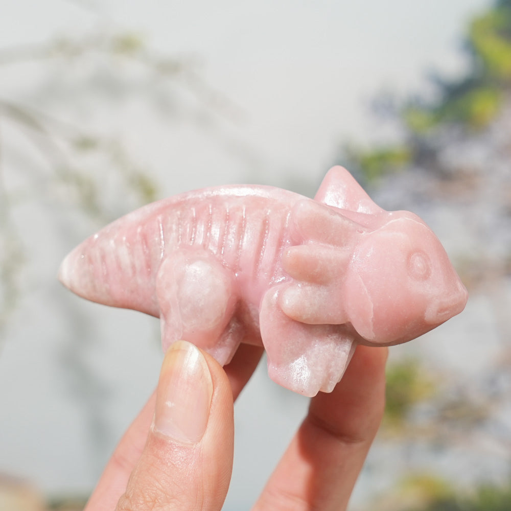 Natural Crystal Carving Pink Opal Salamander