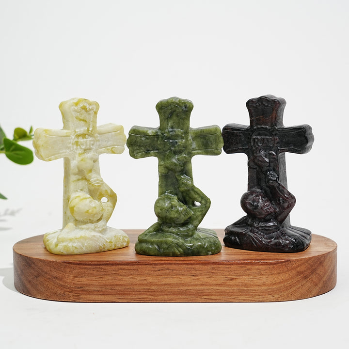Natural Crystal Carving Skull Cross