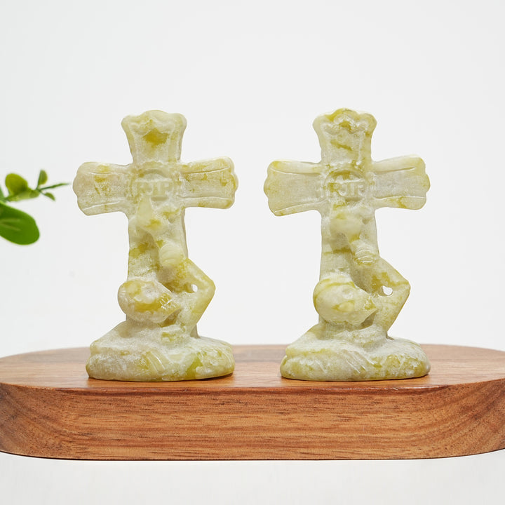 Natural Crystal Carving Skull Cross