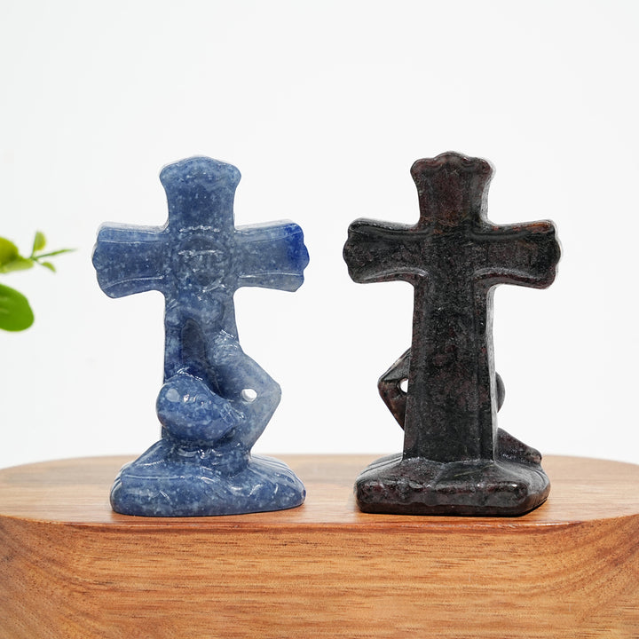 Natural Crystal Carving Skull Cross