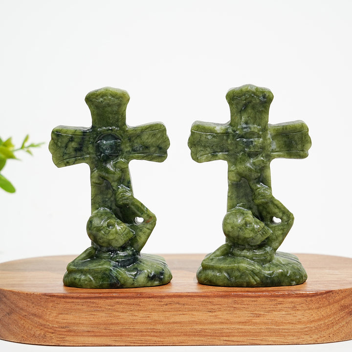 Natural Crystal Carving Skull Cross