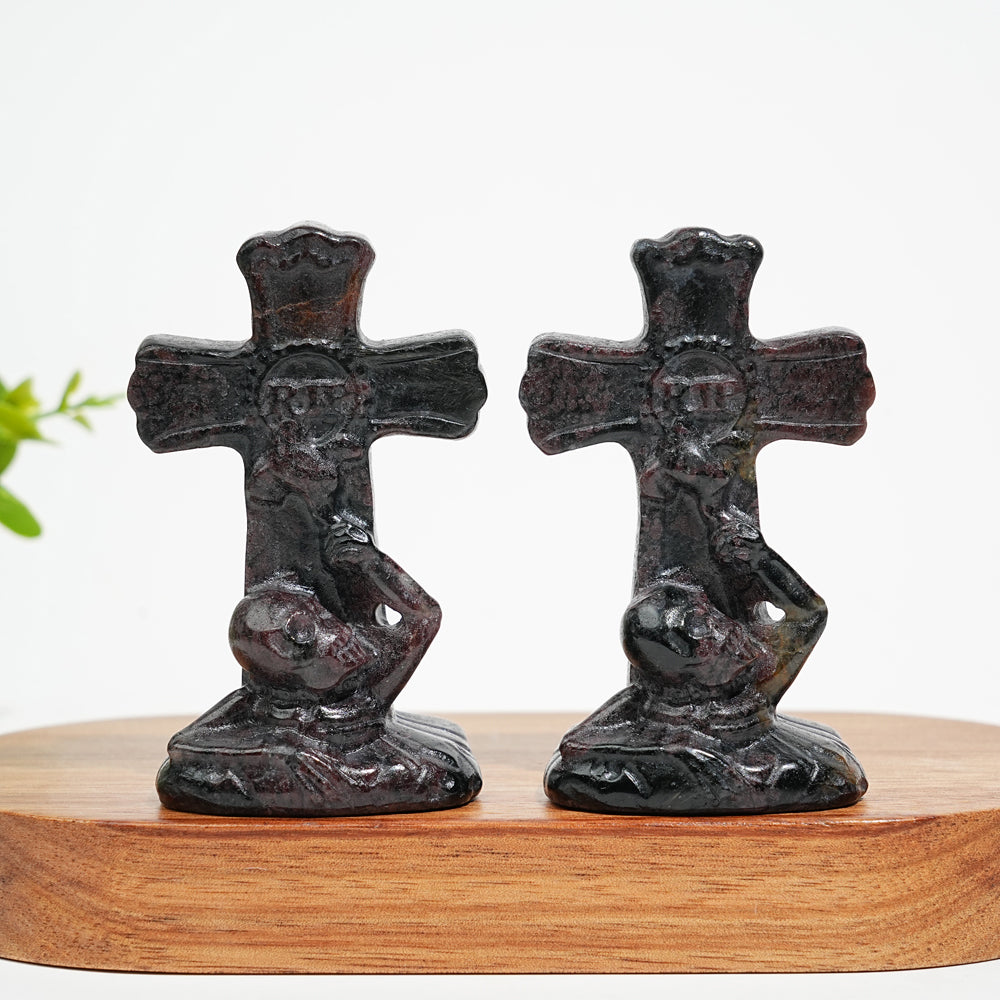 Natural Crystal Carving Skull Cross