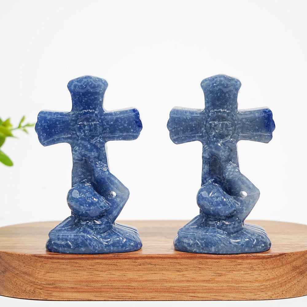Natural Crystal Carving Skull Cross