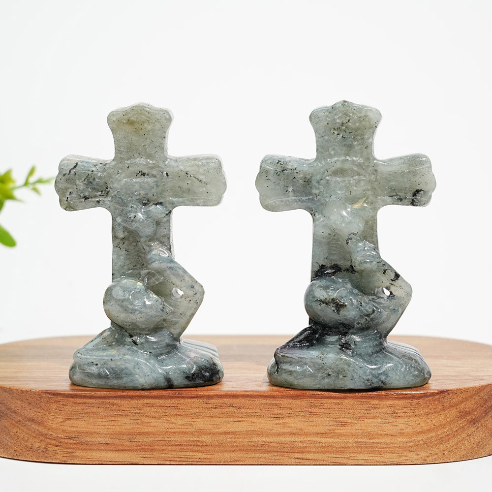 Natural Crystal Carving Skull Cross