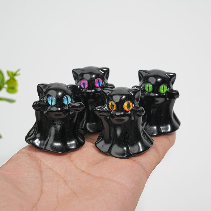 Natural Crystal Black Obsidian Ghost Cat