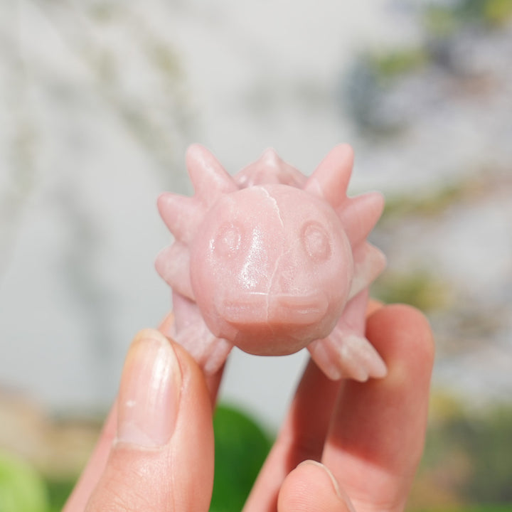 Natural Crystal Carving Pink Opal Salamander