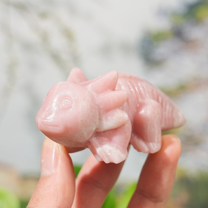 Natural Crystal Carving Pink Opal Salamander