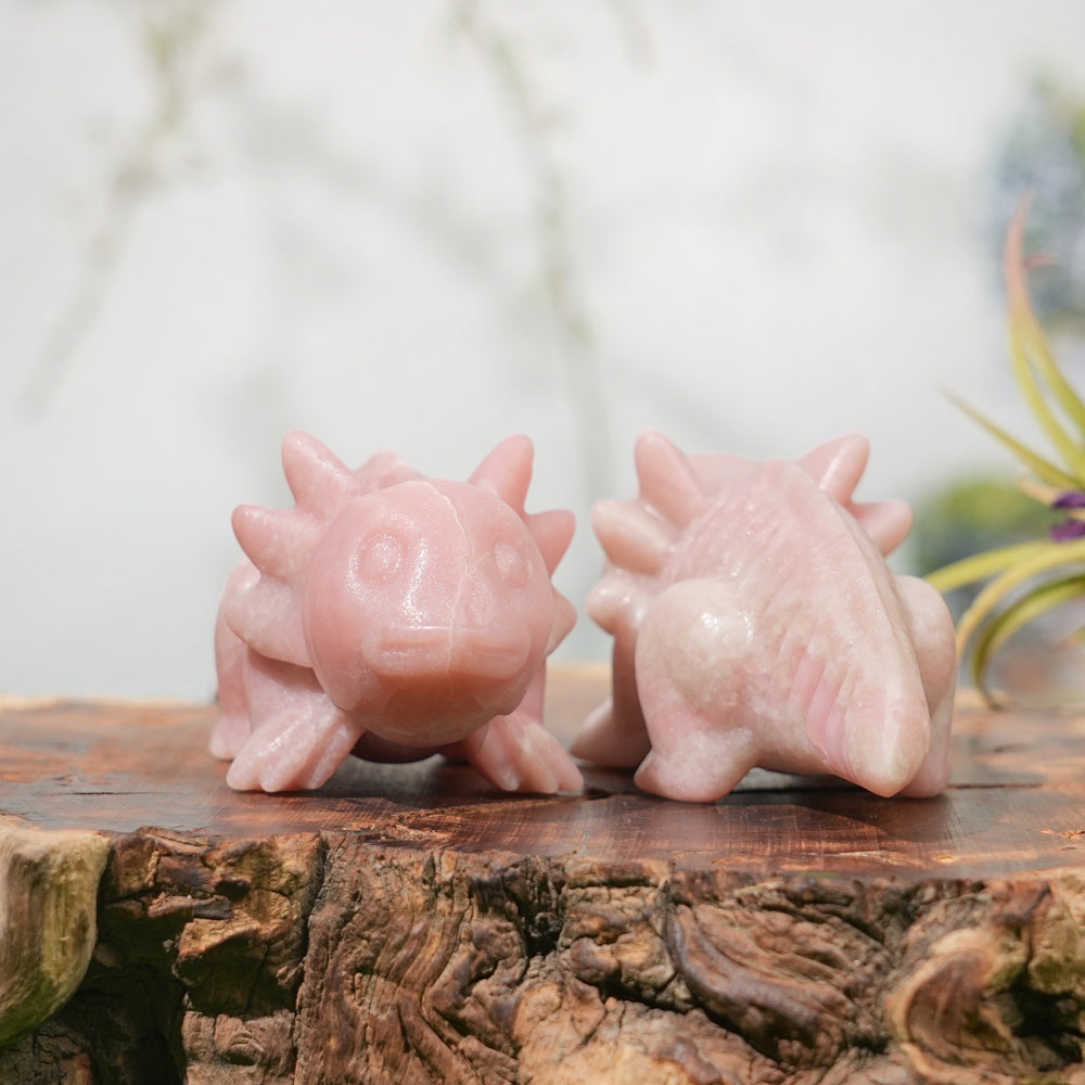 Natural Crystal Carving Pink Opal Salamander