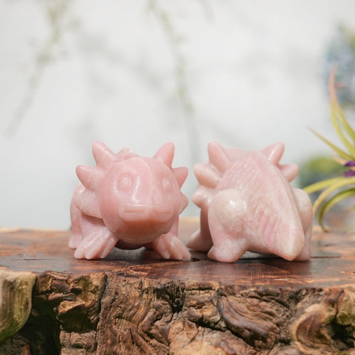 Natural Crystal Carving Pink Opal Salamander