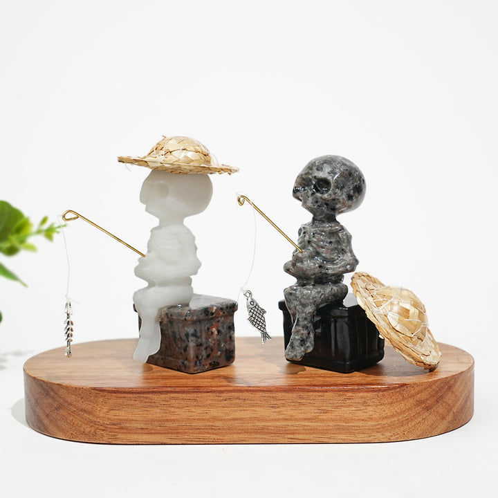 Natural Crystal Straw Hat Skeleton Fisher