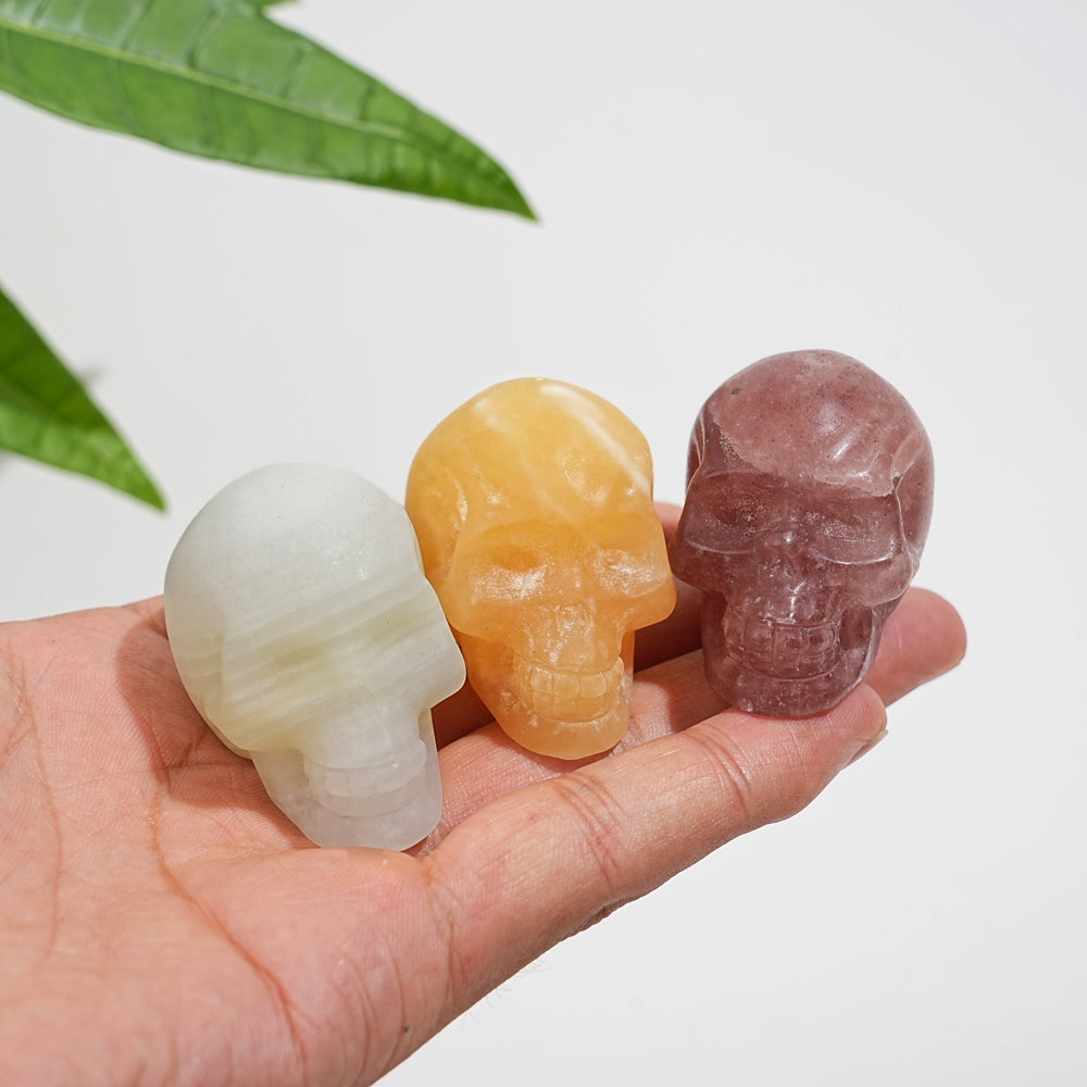 Natural Crystal Lifelike Skull Carving