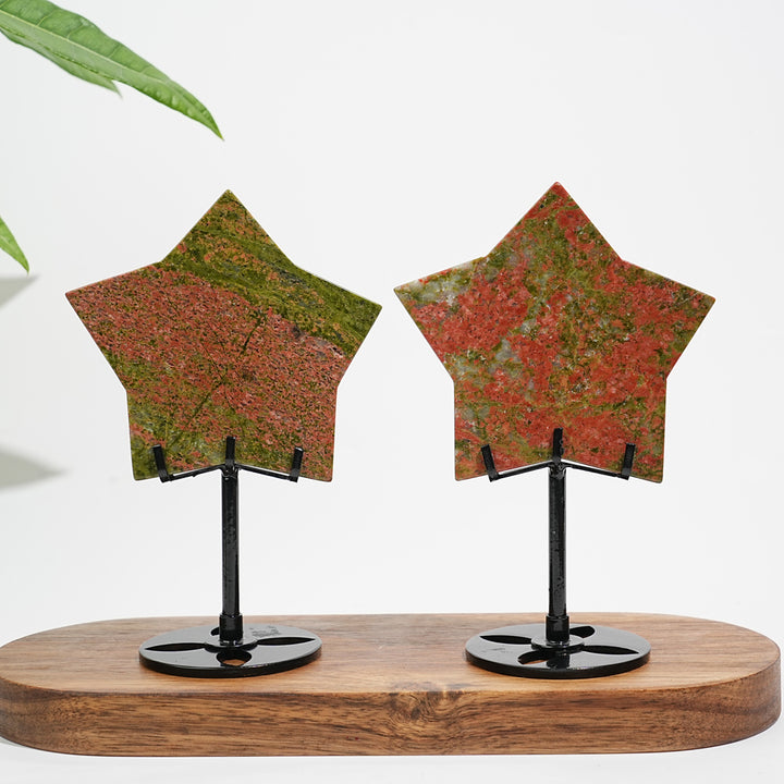 Unique,Natural Crystal Vibrant Unakite Five-Pointed Star