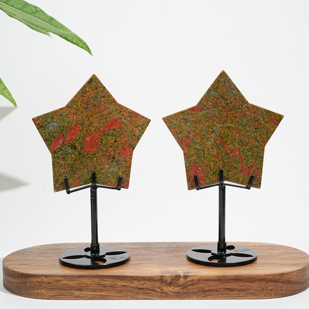 Unique,Natural Crystal Vibrant Unakite Five-Pointed Star