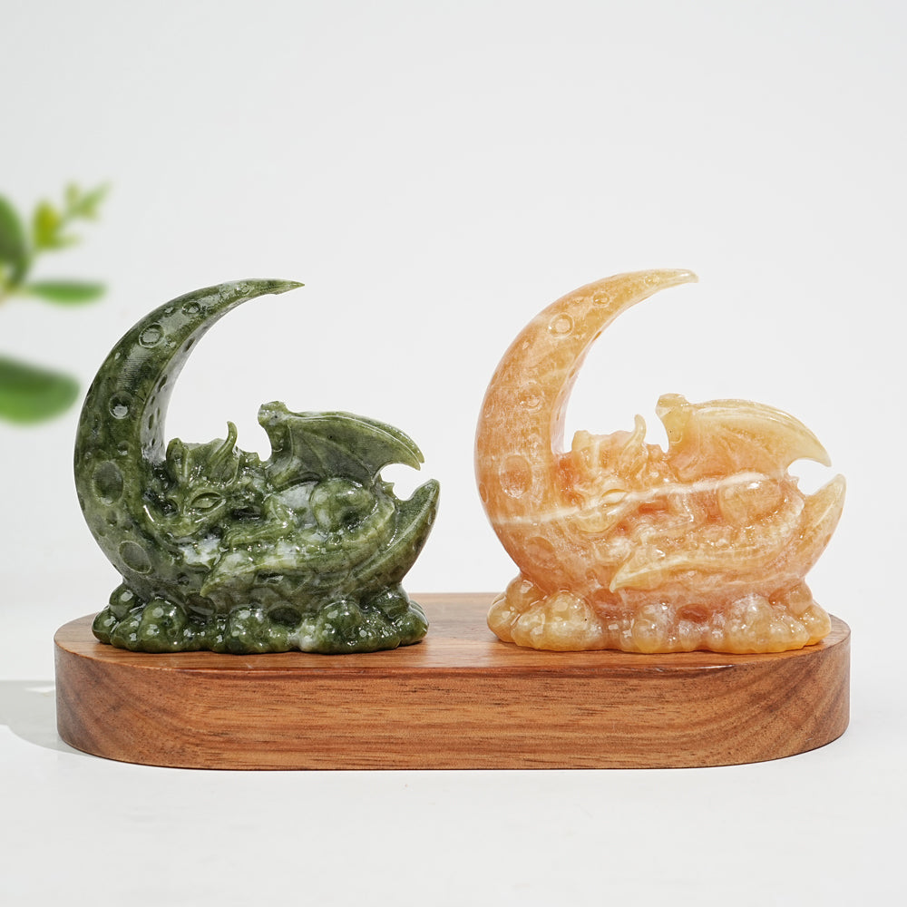Natural Crystal Carving Moon Sleeping Dragon