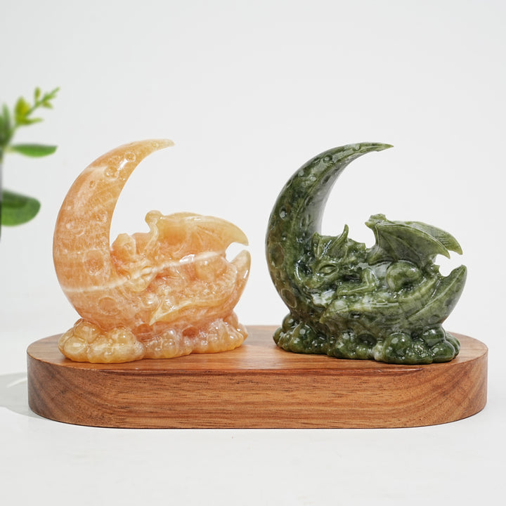 Natural Crystal Carving Moon Sleeping Dragon