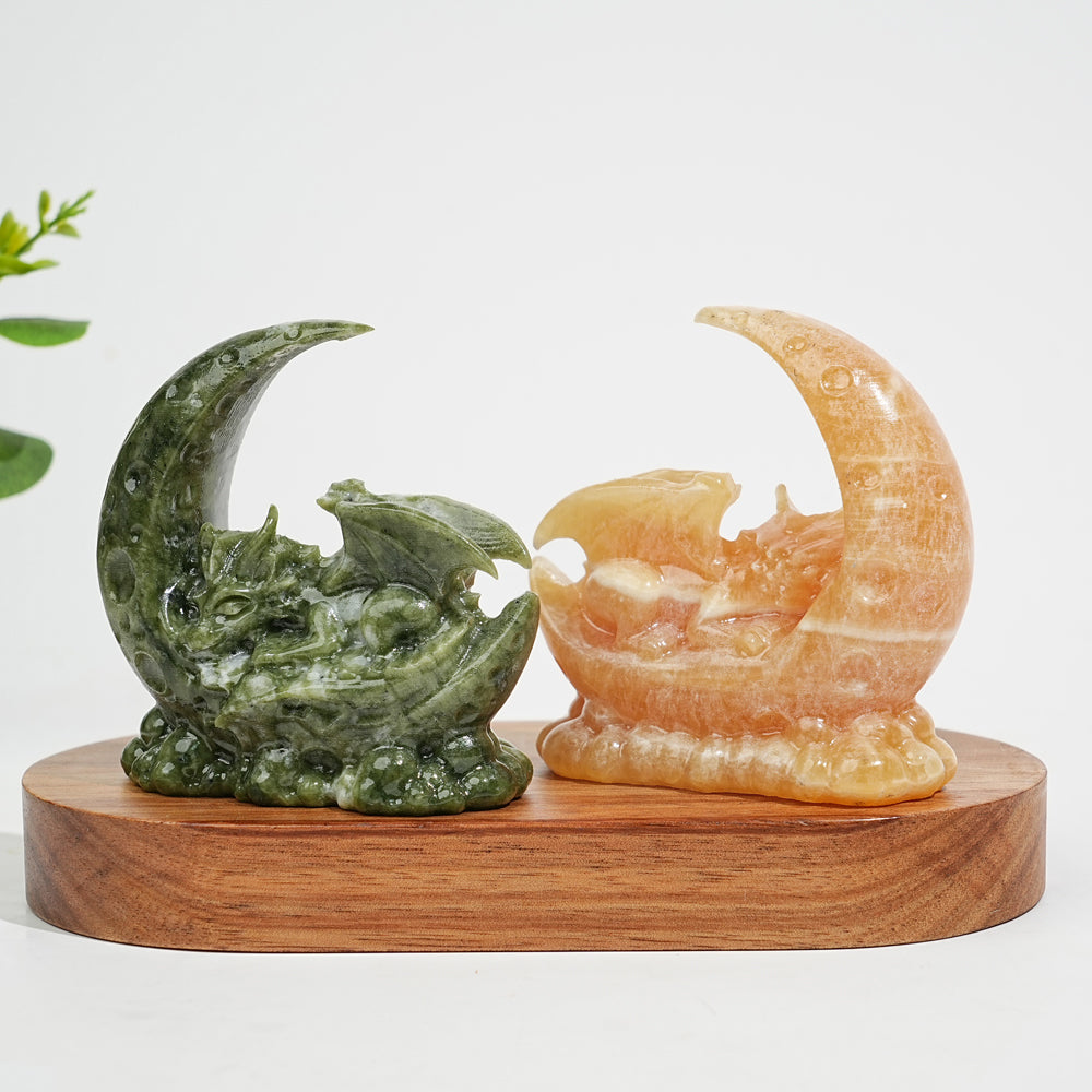 Natural Crystal Carving Moon Sleeping Dragon