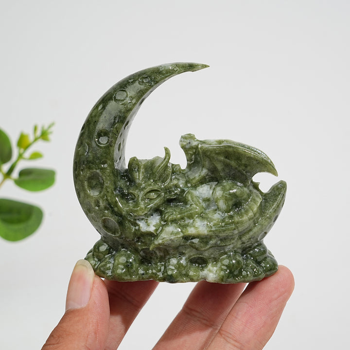 Natural Crystal Carving Moon Sleeping Dragon