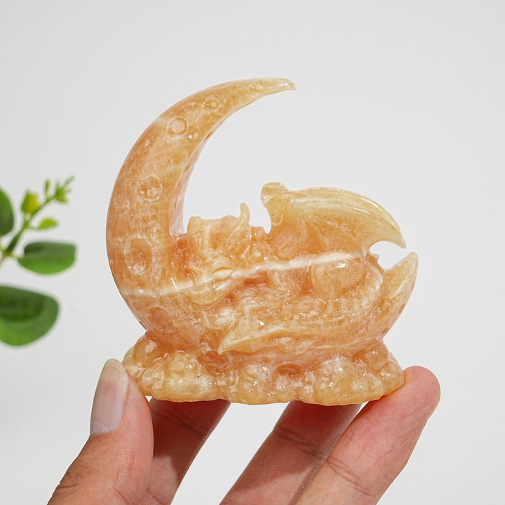 Natural Crystal Carving Moon Sleeping Dragon