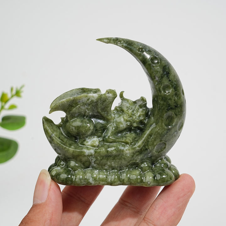 Natural Crystal Carving Moon Sleeping Dragon