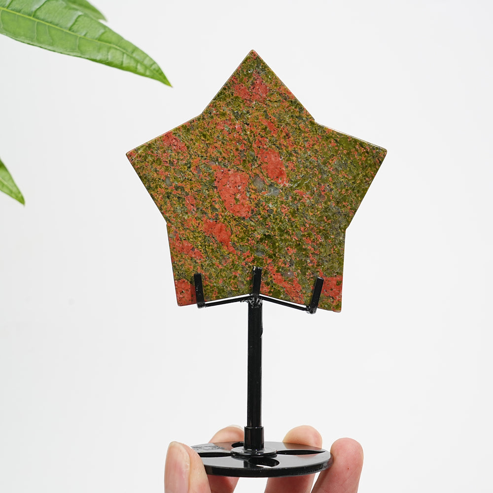 Unique,Natural Crystal Vibrant Unakite Five-Pointed Star
