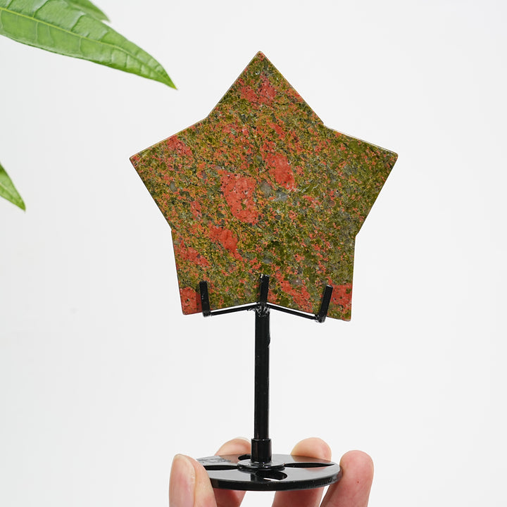 Unique,Natural Crystal Vibrant Unakite Five-Pointed Star