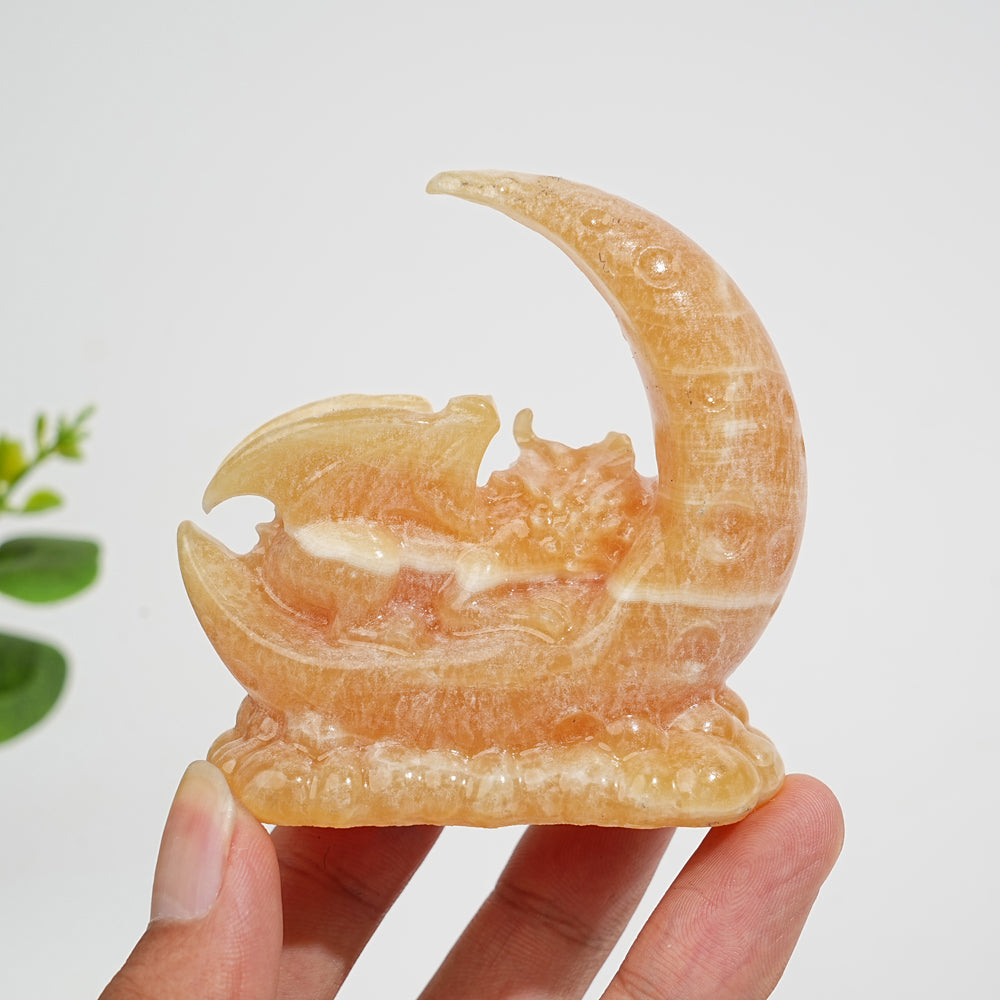 Natural Crystal Carving Moon Sleeping Dragon