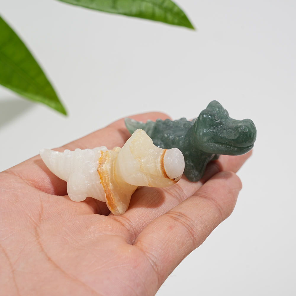 Natural Crystal Playful Crocodile Carving