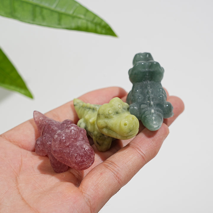 Natural Crystal Playful Crocodile Carving