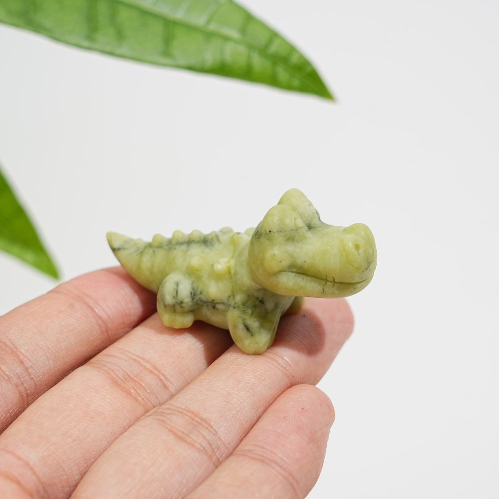 Natural Crystal Playful Crocodile Carving