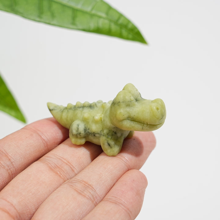 Natural Crystal Playful Crocodile Carving