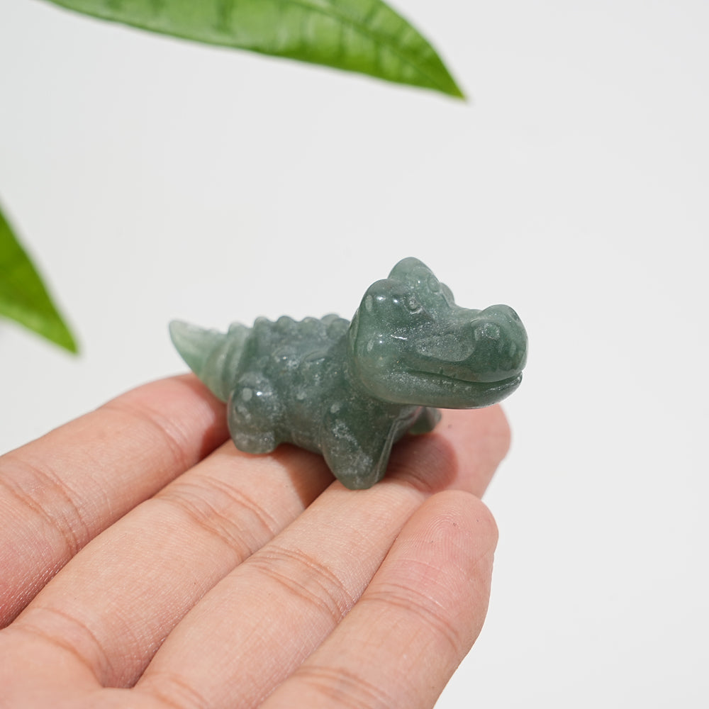 Natural Crystal Playful Crocodile Carving