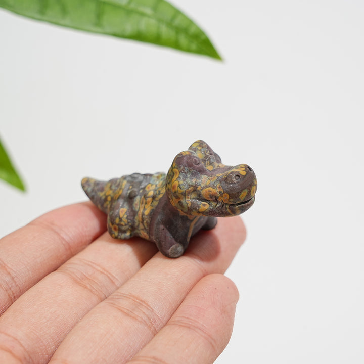 Natural Crystal Playful Crocodile Carving