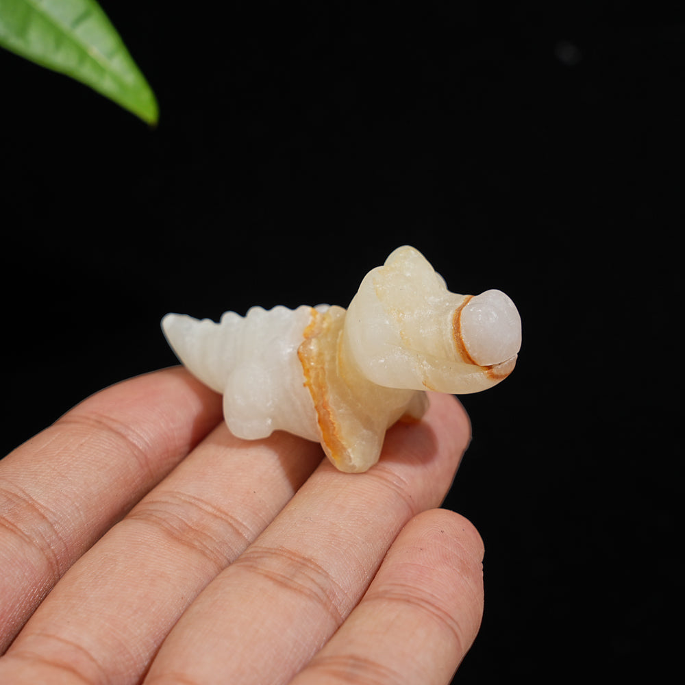 Natural Crystal Playful Crocodile Carving