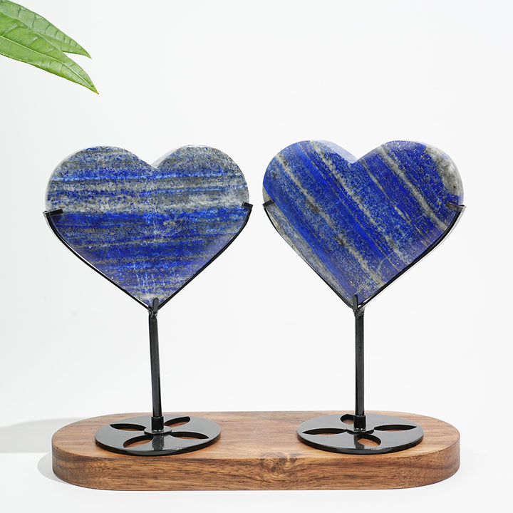 Unique,Natural Crystal Lapis Lazuli Heart With Stand