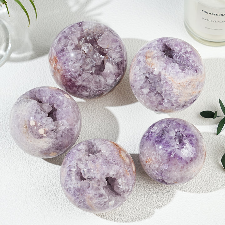 Natural Amethyst  Flower Agate Sphere