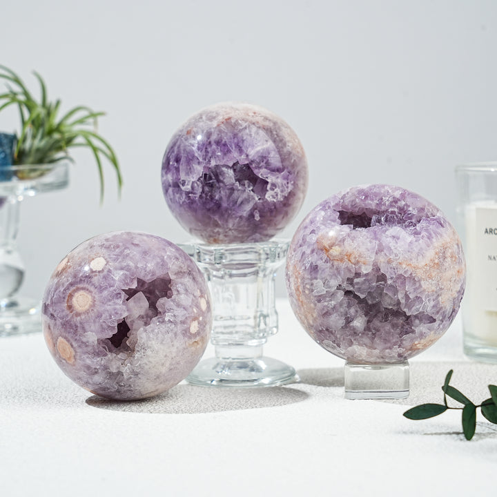 Natural Amethyst  Flower Agate Sphere