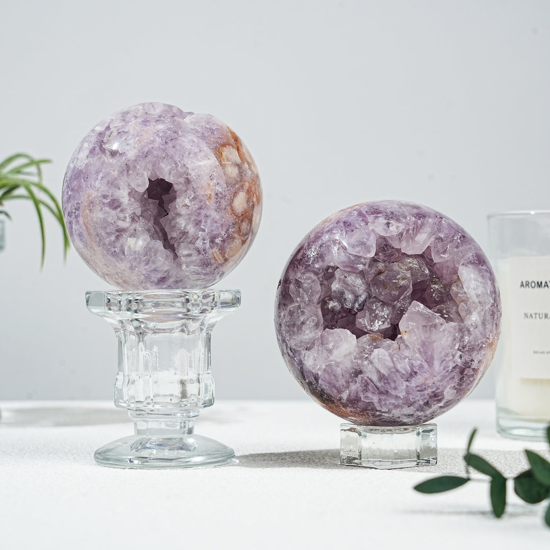 Natural Amethyst  Flower Agate Sphere