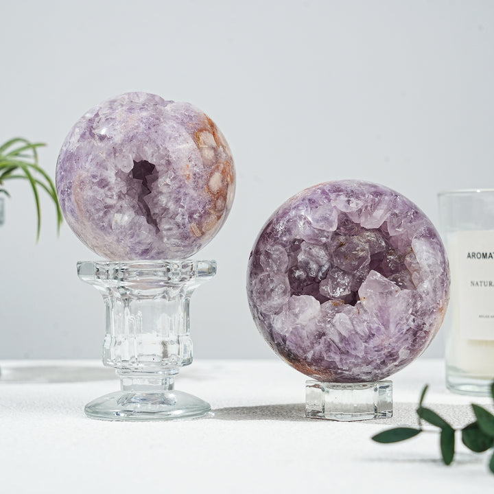 Natural Amethyst  Flower Agate Sphere