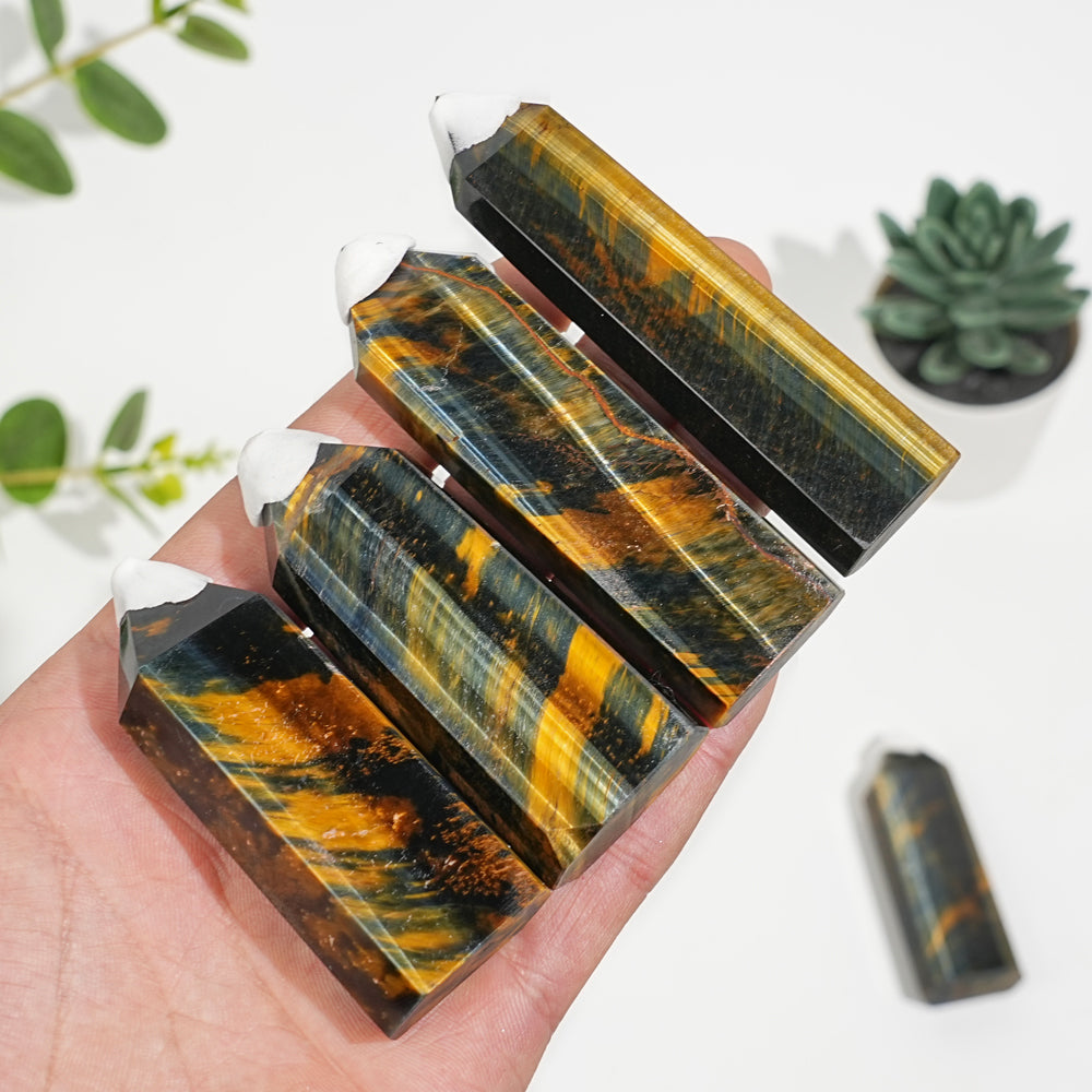Natural Crystal Blue and Yellow Tiger's Eye Point