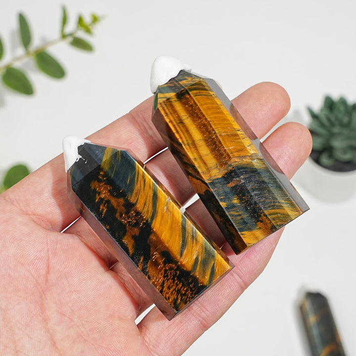 Natural Crystal Blue and Yellow Tiger's Eye Point